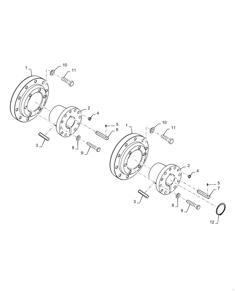 Схема запчастей Case IH MAGNUM 380 - (44.520.AB[07]) - WHEEL HUB, REAR, 5-INCH AXLE, NA, DUAL WITH 380, 420, OR 480 SECTION TIRES (44) - WHEELS