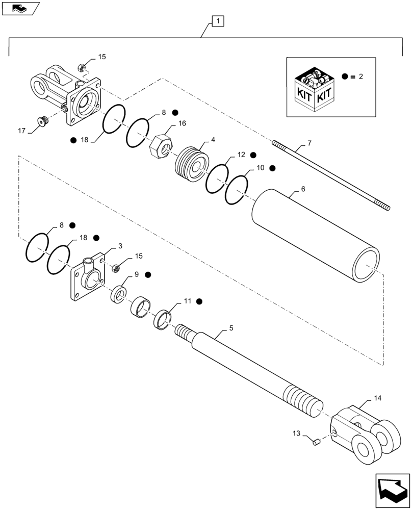 Схема запчастей Case IH 717130026 - (012[2]) - LIFT CYLINDER 