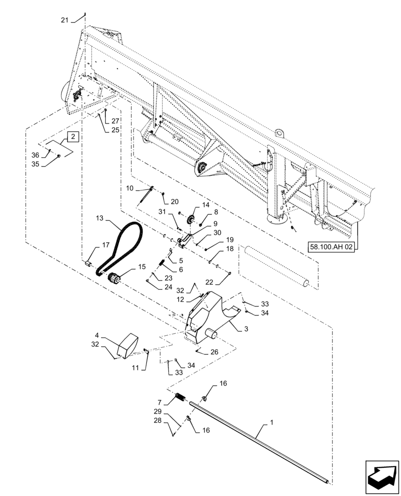 Схема запчастей Case IH 4412-30 - (58.100.AH[03]) - DRIVE, HEADER, ASSY, REAR, LH (58) - ATTACHMENTS/HEADERS