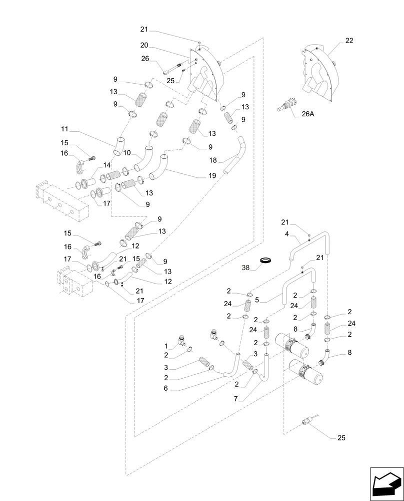 Схема запчастей Case IH A8800 - (35.300.AD[03]) - HYDRAULIC SUCTION LINES (PUMP) (35) - HYDRAULIC SYSTEMS