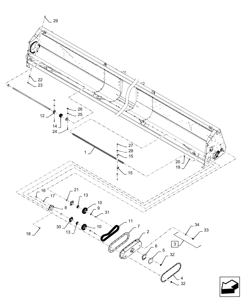 Схема запчастей Case IH 4412-30 - (58.100.AH[01]) - DRIVE, HEADER, ASSY, FRONT (58) - ATTACHMENTS/HEADERS