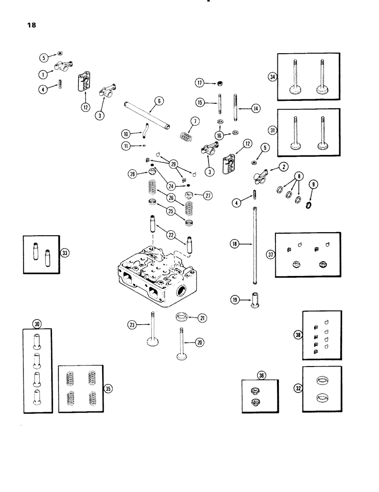 Схема запчастей Case IH 336D - (018) - VALVE MECHANISM, ENGINE LESS FUEL DEVICE, 336D NATURALLY ASPIRATED ENGINES 