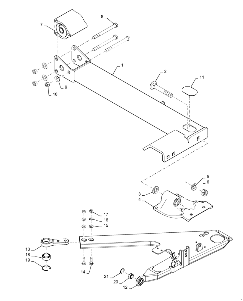 Схема запчастей Case IH 3020-20 - (58.130.02[01]) - ARM, FLOOR SUPPORT, RH (58) - ATTACHMENTS/HEADERS