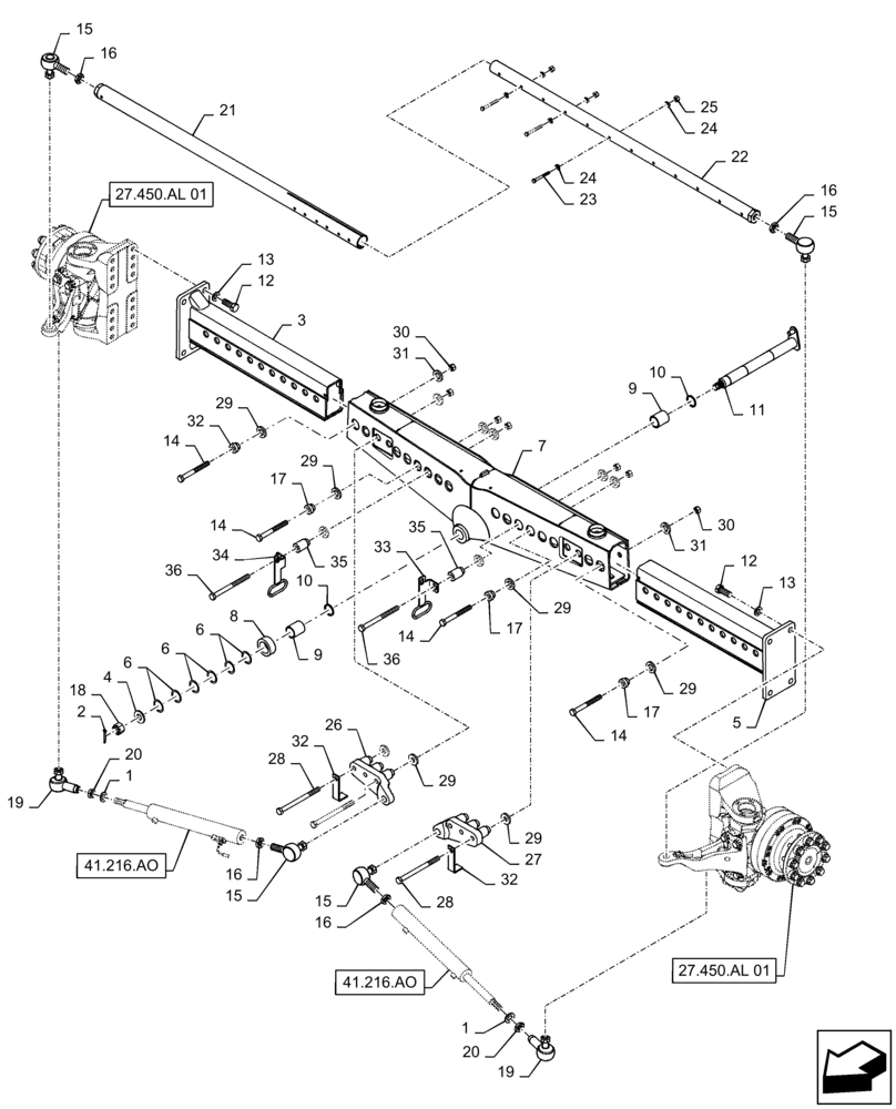 Схема запчастей Case IH 8240 - (27.100.AB) - VAR - 425163, 425164 - REAR AXLE ASSY (27) - REAR AXLE SYSTEM