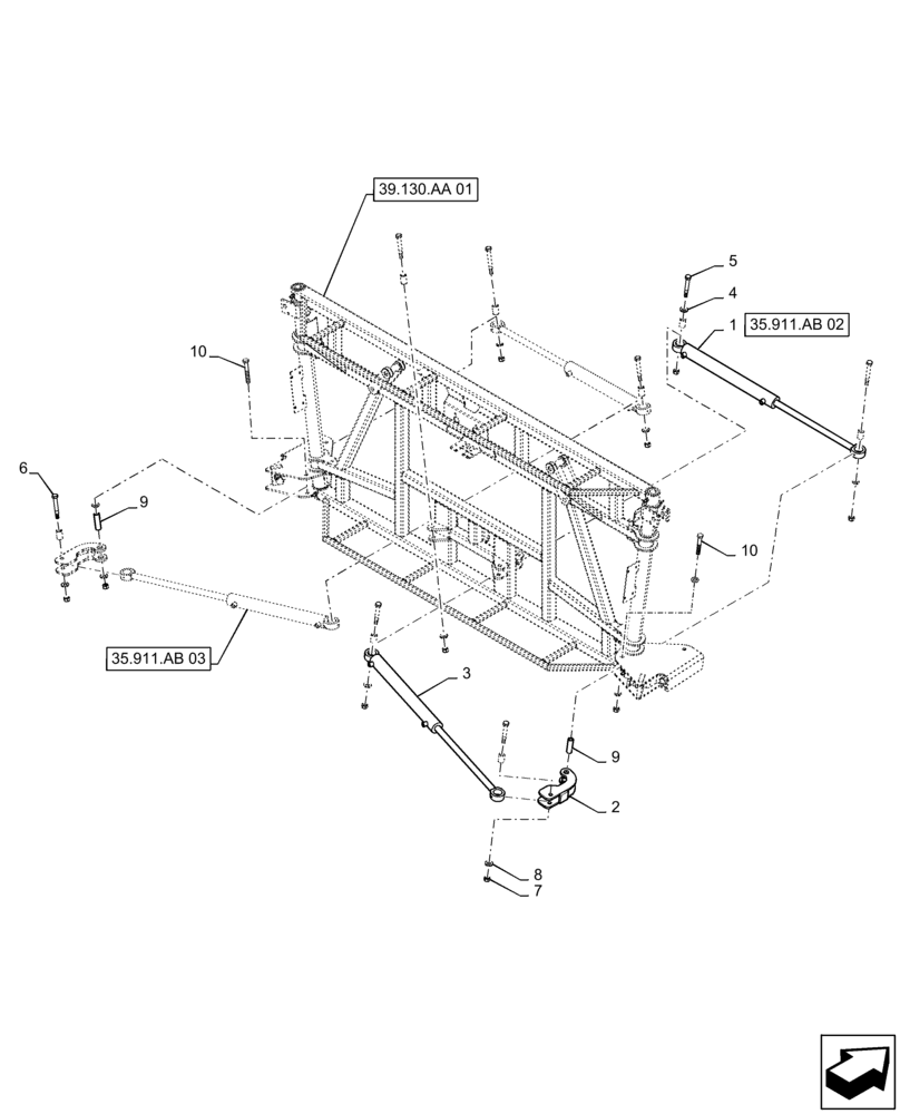 Схема запчастей Case IH PATRIOT 4440 - (39.130.AA[02]) - PIVOT ASSY, CENTER SECTION, 90/100 (39) - FRAMES AND BALLASTING