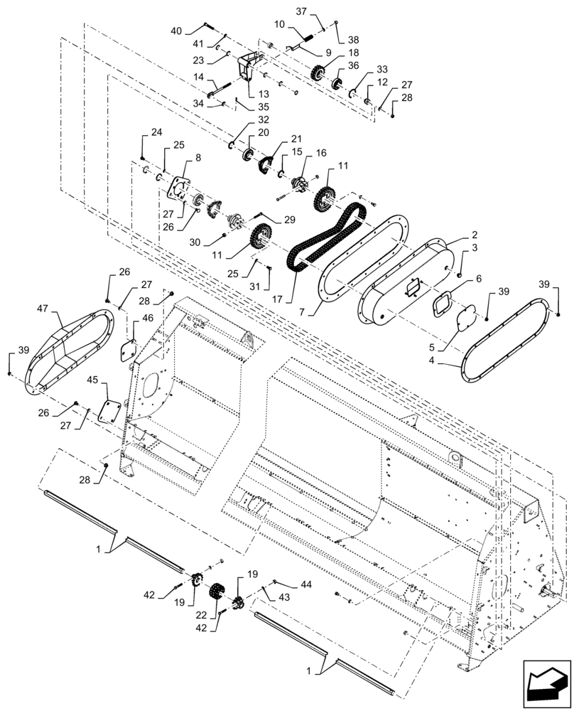 Схема запчастей Case IH 4406-38 - (58.100.AH[01]) - DRIVE, HEADER, ASSY, FRONT (58) - ATTACHMENTS/HEADERS