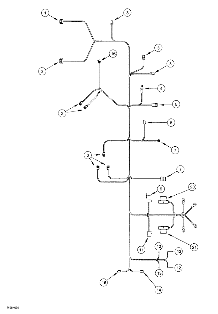 Схема запчастей Case IH AFS - (03-02) - HARNESS (55) - ELECTRICAL SYSTEMS