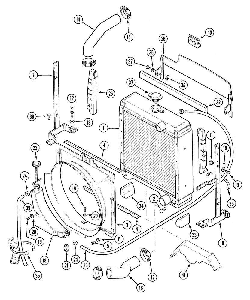 Схема запчастей Case IH 5230 - (2-002) - RADIATOR AND CONNECTIONS (02) - ENGINE