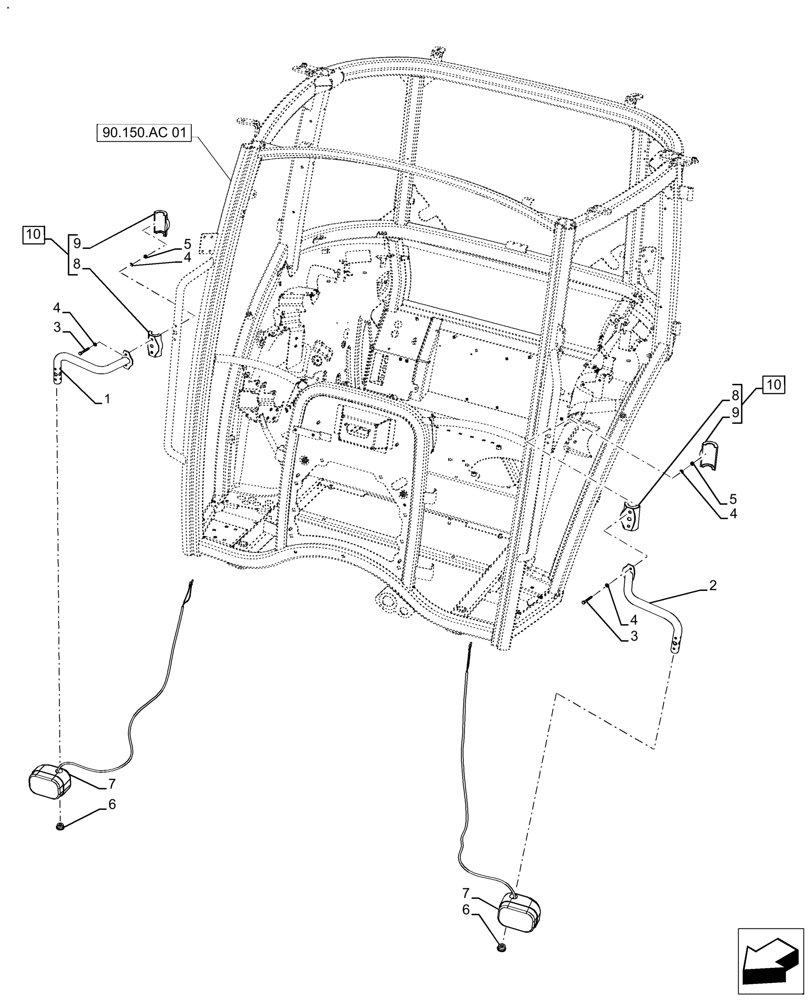 Схема запчастей Case IH FARMALL 140A - (55.404.BB[02]) - VAR - 330007 - INDICATOR LIGHT, CAB (55) - ELECTRICAL SYSTEMS