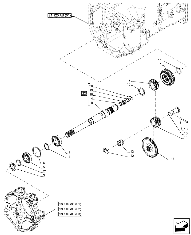 Схема запчастей Case IH FARMALL 100C - (21.148.AA[01]) - VAR - 390067, 743546, 744576 - TRANSMISSION, REAR, SYNCHRONIZER (8X8) (12X12) (12X12 CREEPER) (21) - TRANSMISSION