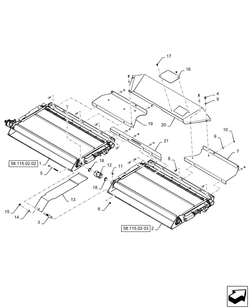 Схема запчастей Case IH 3152 - (58.115.02[01]) - FEEDER, ASSY (58) - ATTACHMENTS/HEADERS