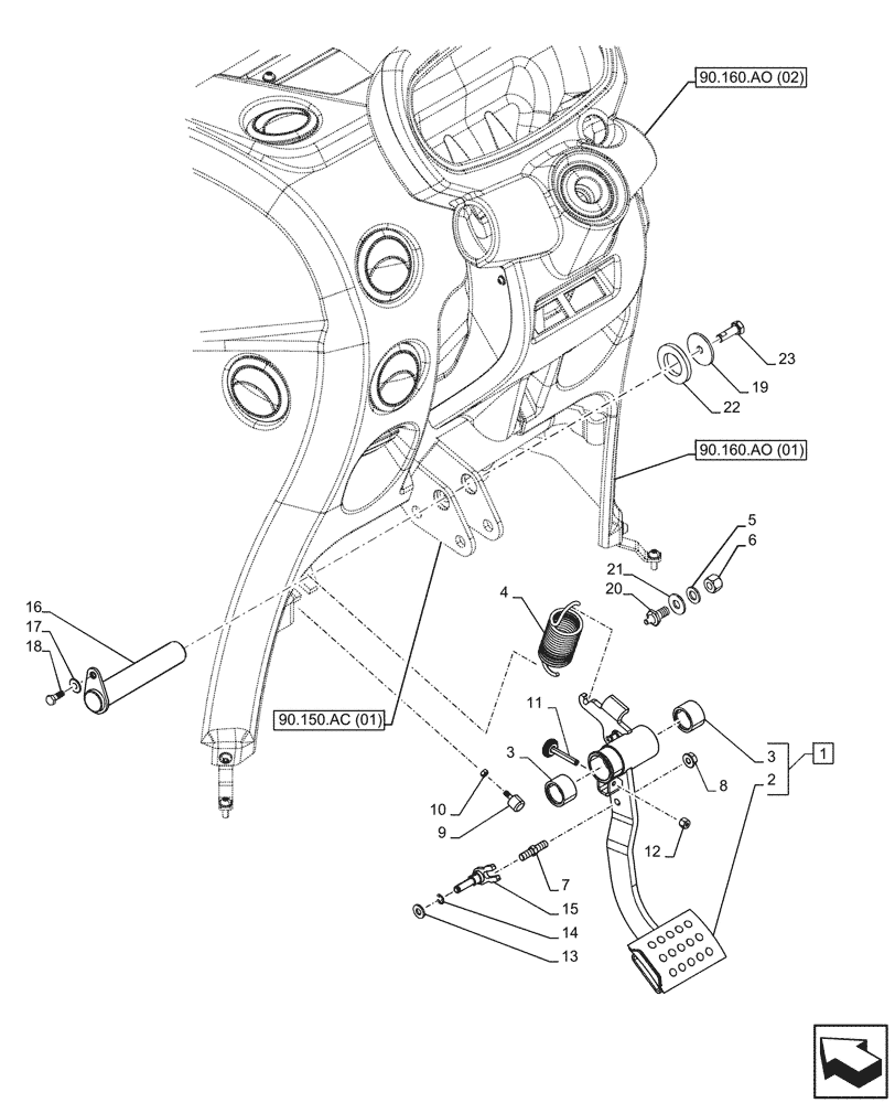 Схема запчастей Case IH FARMALL 110C - (18.100.AF[03]) - VAR - 334177, 390275 - CLUTCH, PEDAL, FLEXIBLE CONTROL, HI-LO (24X24) (24X24 CREEPER) (18) - CLUTCH