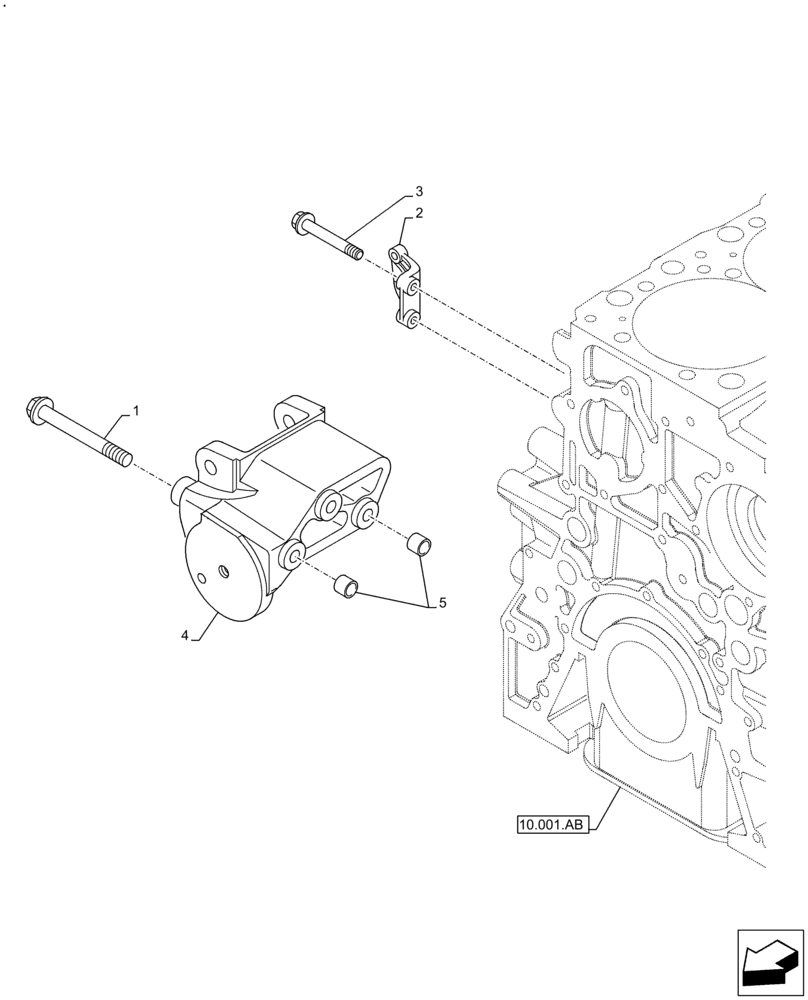 Схема запчастей Case IH F3JFE613A B004 - (55.301.AB) - ALTERNATOR BRACKET AND SUPPORT (55) - ELECTRICAL SYSTEMS