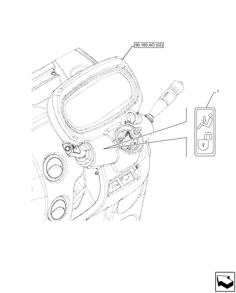 Схема запчастей Case IH FARMALL 100C - (90.108.AC[03]) - VAR - 334177, 336852, 336854, 390275 - WARNING DECAL, HI-LO (90) - PLATFORM, CAB, BODYWORK AND DECALS