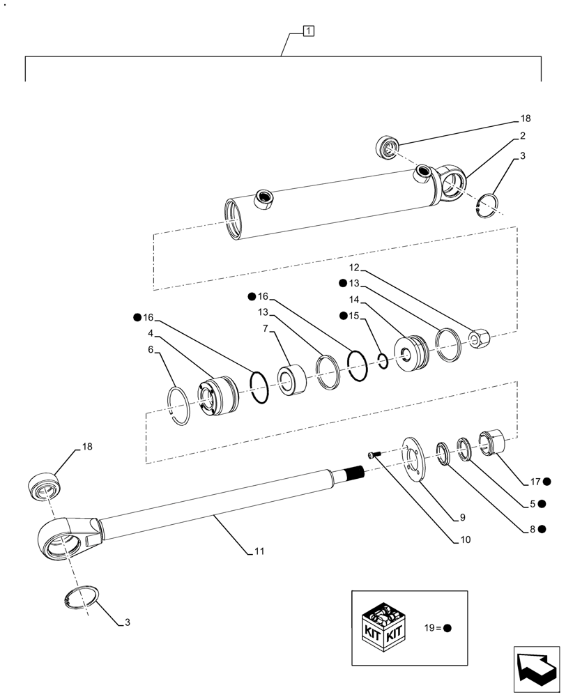 Схема запчастей Case IH FARMALL 120A - (41.216.AB[02]) - VAR - 330403 - 2WD FRONT AXLE, OPERATING CYLINDER, COMPONENTS, STANDARD DUTY (41) - STEERING