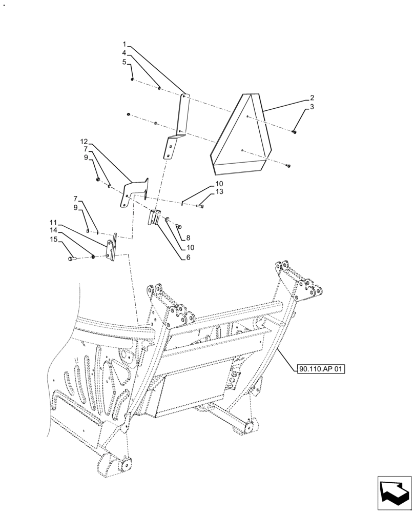 Схема запчастей Case IH FARMALL 140A - (88.100.AN[02]) - VAR - 330007 - WARNING TRIANGLE, W/O CAB (88) - ACCESSORIES