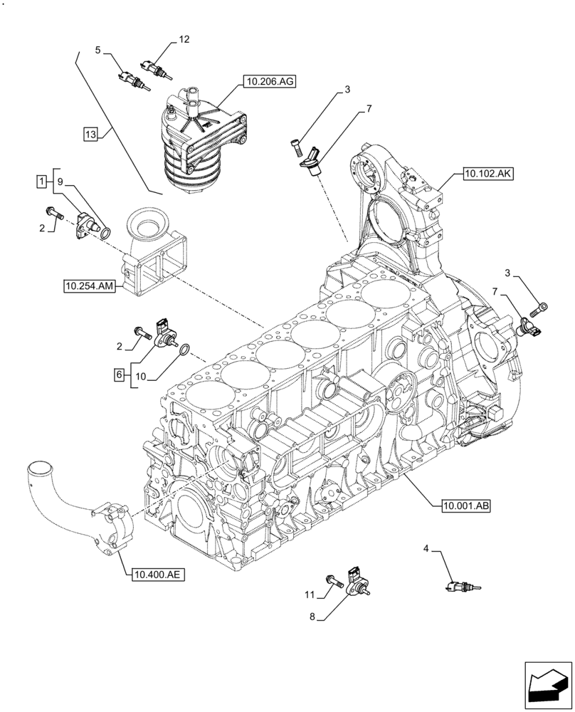 Схема запчастей Case IH F3GFE613B B001 - (55.015.AC) - ENGINE, SENSOR (55) - ELECTRICAL SYSTEMS