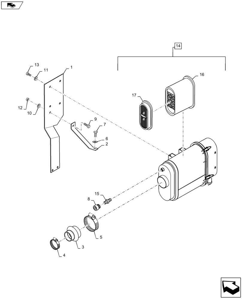 Схема запчастей Case IH P70 - (02-03) - AIR CLEANER, MOUNTING PARTS (02) - ENGINE