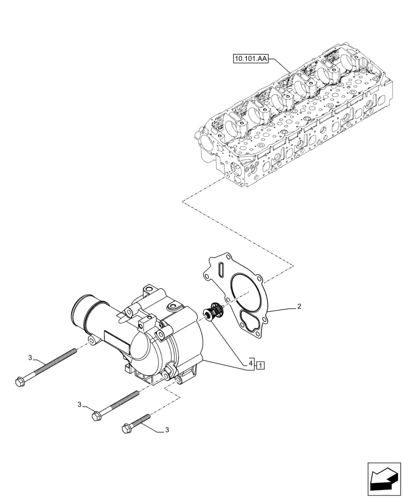 Схема запчастей Case IH F3JFE613A B004 - (10.400.AE[01]) - ENGINE, COOLING SYSTEM LINE (10) - ENGINE