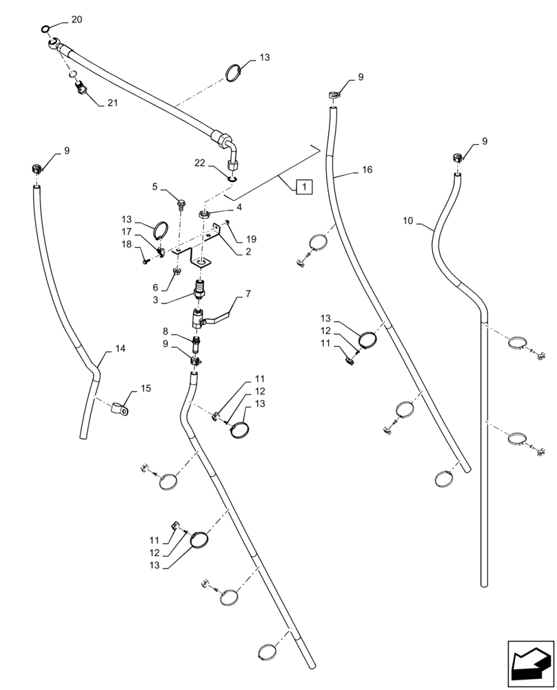 Схема запчастей Case IH 6140 - (10.102.AW[02]) - DRAIN LINE, OIL (10) - ENGINE