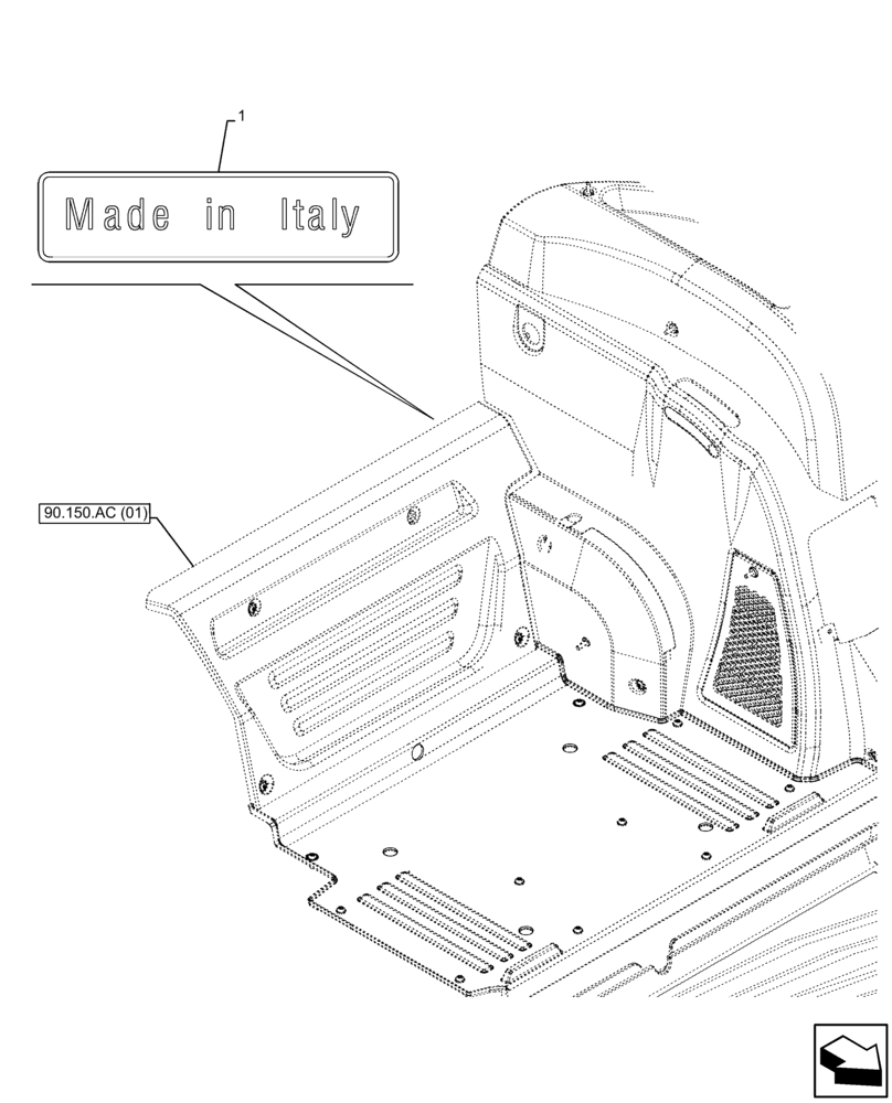 Схема запчастей Case IH FARMALL 110C - (90.108.AE[01]) - VAR - 334177, 336852, 336854, 390275 - DECAL, HI-LO (90) - PLATFORM, CAB, BODYWORK AND DECALS