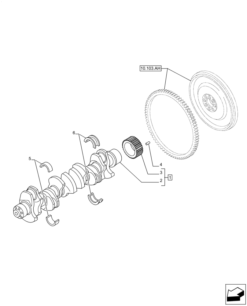 Схема запчастей Case IH F3GFE613B B001 - (10.103.AA) - CRANKSHAFT (10) - ENGINE