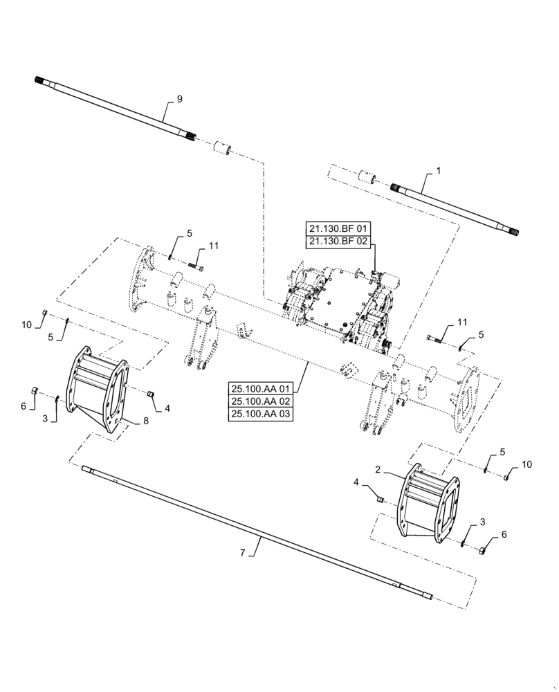 Схема запчастей Case IH 9240 - (25.400.AD[06]) - VAR - 712547, 712551 - AXLE EXTENSION, 316MM (25) - FRONT AXLE SYSTEM