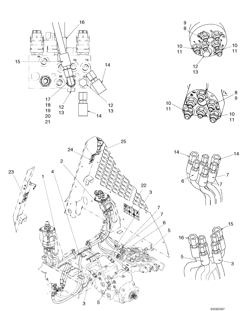 Схема запчастей Case IH 430 - (06-01) - JOYSTICK CONTROL PLUMBING - ISO PATTERN (WITH PILOT CONTROL) (06) - POWER TRAIN