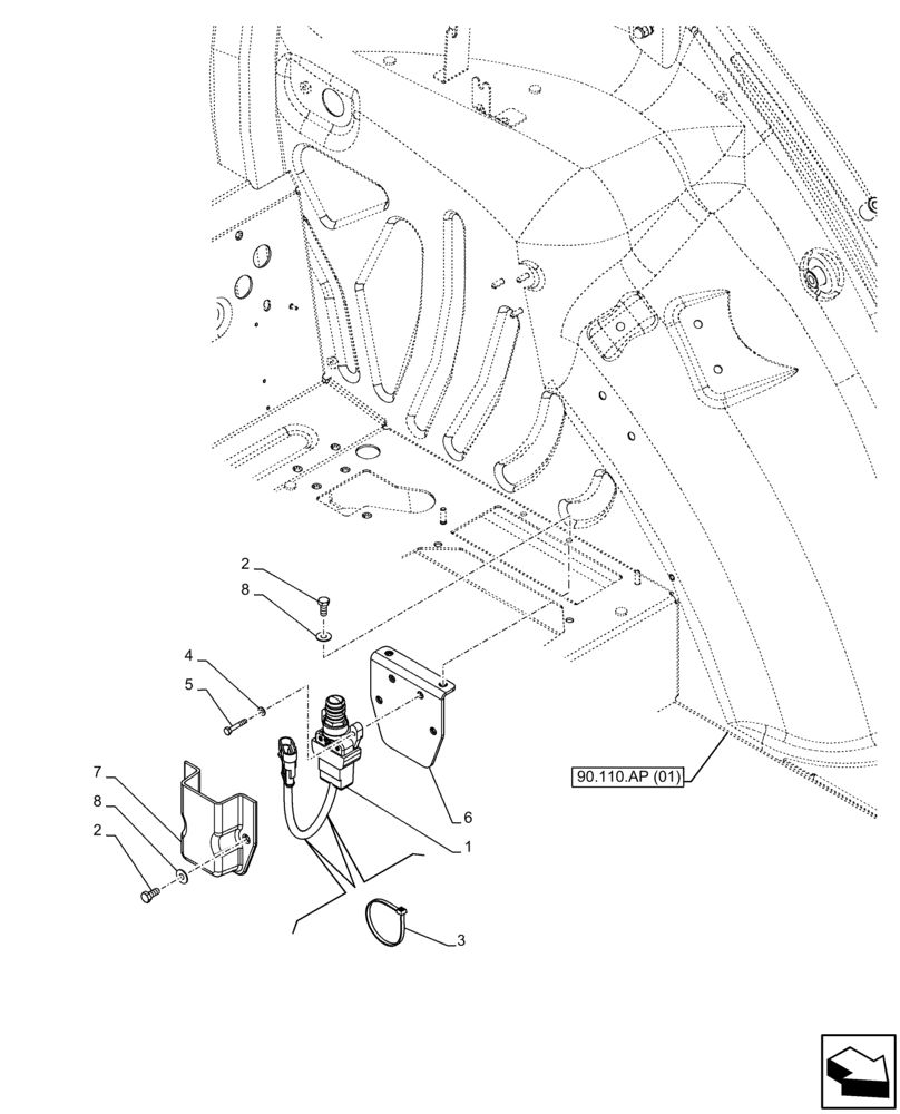 Схема запчастей Case IH FARMALL 110C - (55.048.AA) - VAR - 390067, 743546, 744576 - PTO, LIMIT SWITCH (8X8) (12X12) (12X12 CREEPER), W/O CAB (55) - ELECTRICAL SYSTEMS