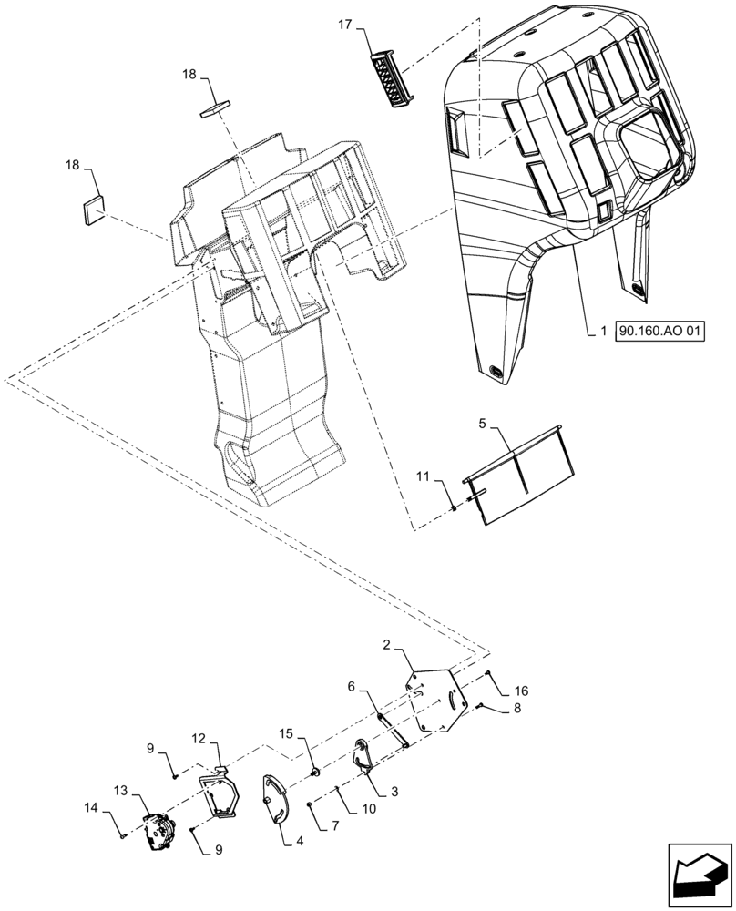 Схема запчастей Case IH TITAN 3540 - (50.100.AP[02]) - HVAC ASSEMBLY, FRONT CONSOLE (50) - CAB CLIMATE CONTROL