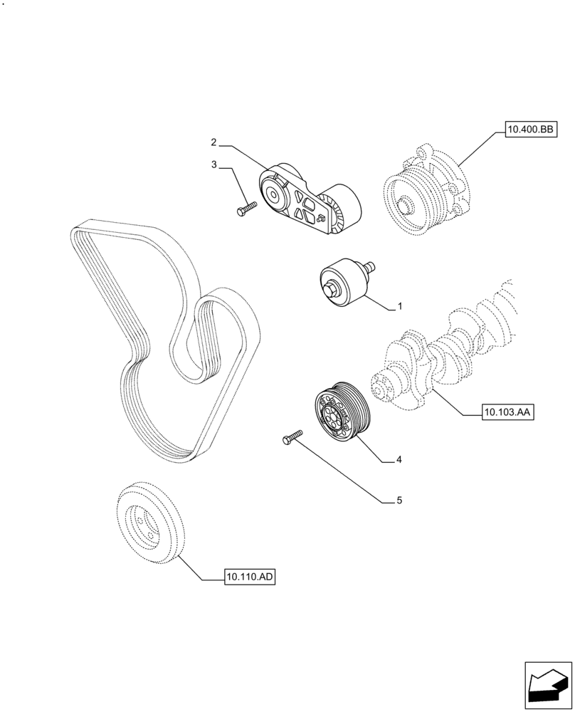 Схема запчастей Case IH F3GFE613B B001 - (10.103.AG) - CRANKSHAFT & PULLEY (10) - ENGINE