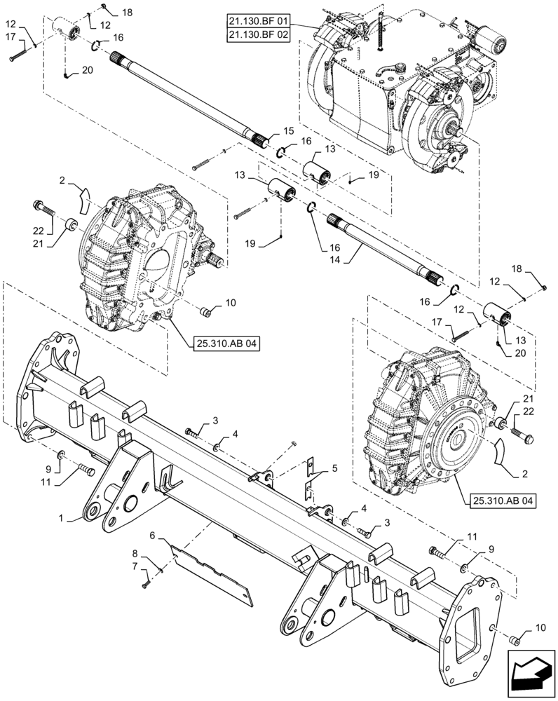 Схема запчастей Case IH 7240 - (25.100.AA[03]) - VAR - 425215, 425399 - FRONT AXLE (25) - FRONT AXLE SYSTEM