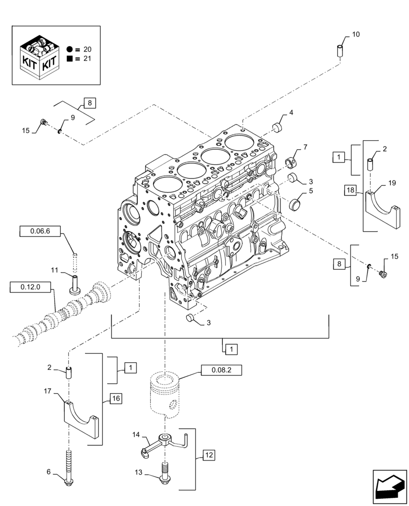 Схема запчастей Case IH P110 - (0.04.0) - CRANKCASE (02) - ENGINE