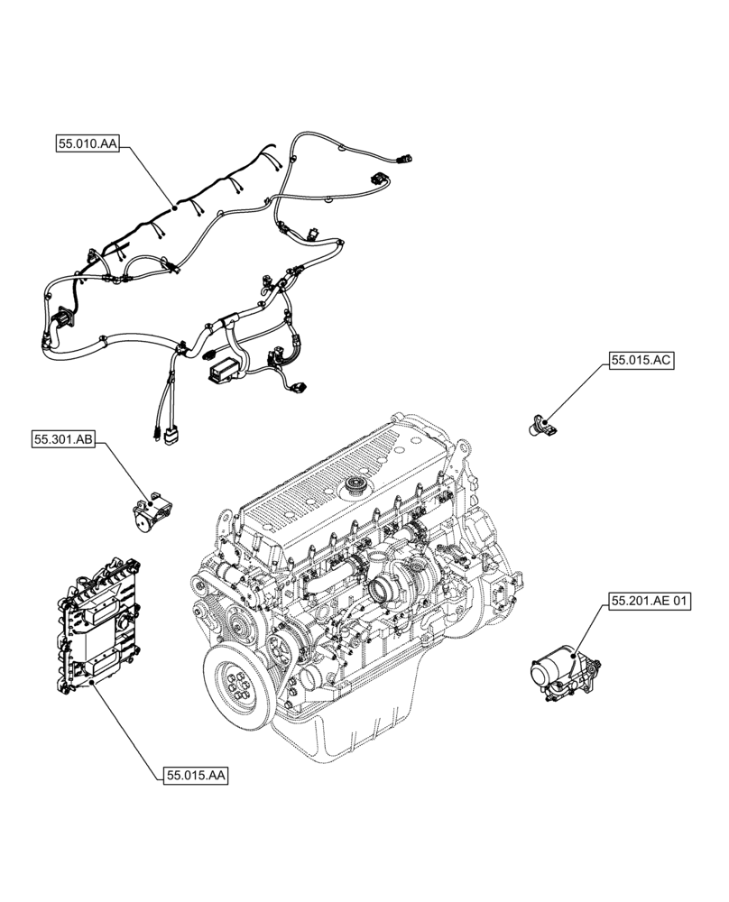 Схема запчастей Case IH F3JFE613A B003 - (00.000.55) - PICTORIAL INDEX - ELECTRICAL SYSTEMS (00) - GENERAL & PICTORIAL INDEX
