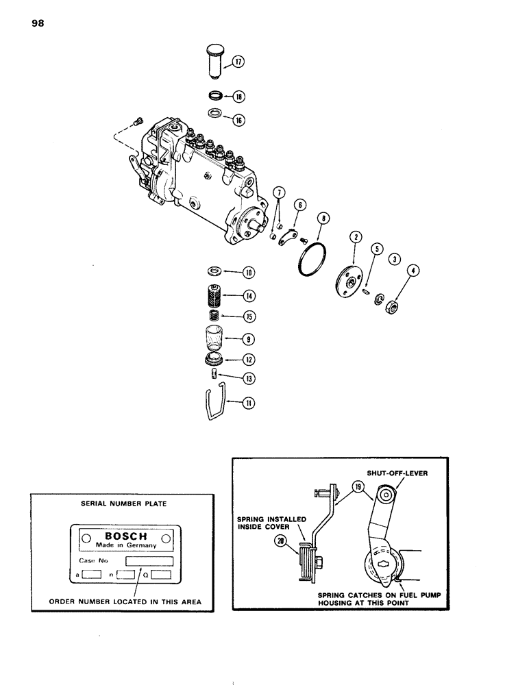 Схема запчастей Case IH 504D - (098) - FUEL INJECTION PUMP, 504D NATURALLY ASPIRATED ENGINES, B, E, H (10) - ENGINE