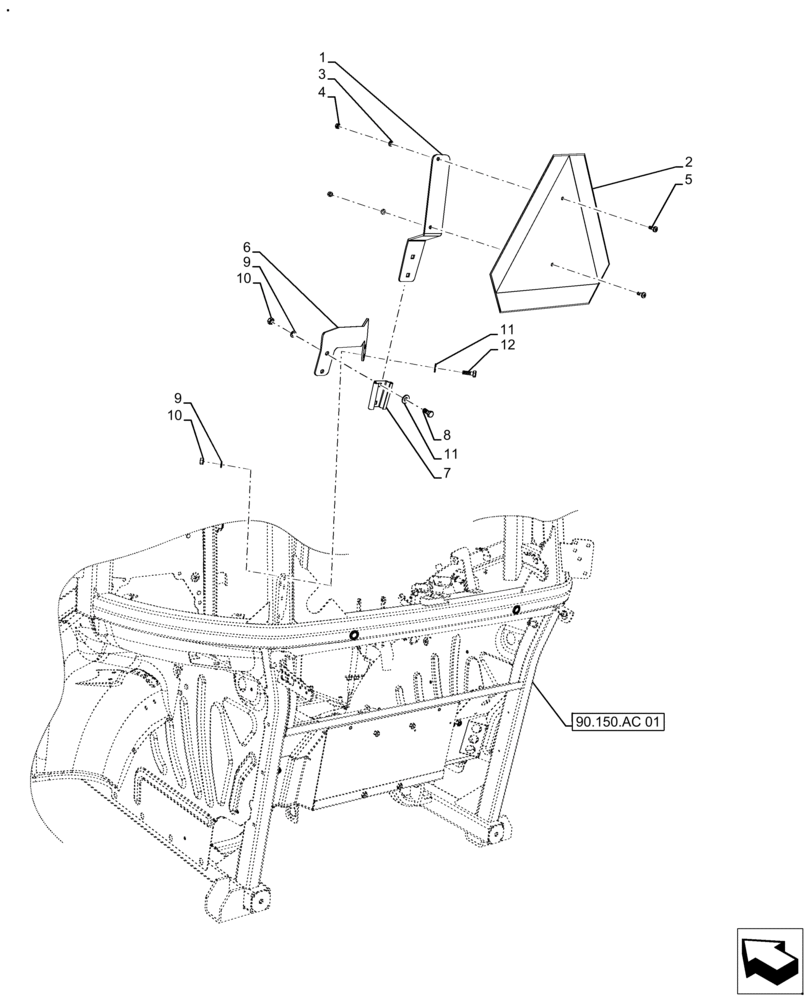 Схема запчастей Case IH FARMALL 120A - (88.100.AN[01]) - VAR - 330007 - WARNING TRIANGLE, CAB (88) - ACCESSORIES