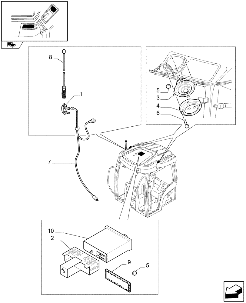 Схема запчастей Case IH PUMA 140 - (1.75.9) - INTENDED FOR RADIO INSTALLATION (06) - ELECTRICAL SYSTEMS