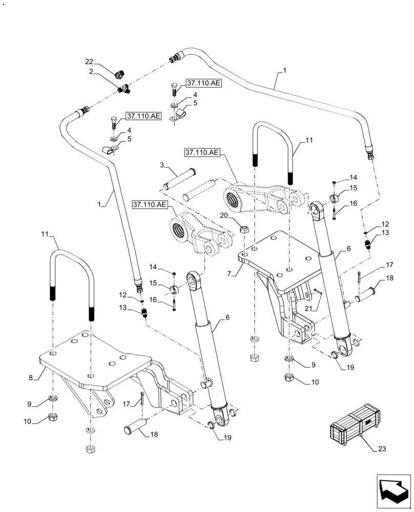 Схема запчастей Case IH FARMALL 130A - (37.120.AF[03]) - VAR - 339784, 719452 - DOUBLE CYLINDER, HYDRAULIC LIFT (3266 KG) (37) - HITCHES, DRAWBARS & IMPLEMENT COUPLINGS