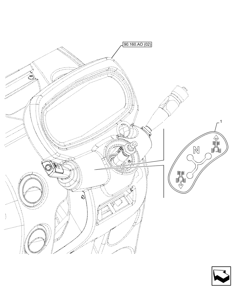 Схема запчастей Case IH FARMALL 100C - (90.108.AA[06]) - VAR - 334177, 336852, 336854, 390275 - DECAL, SHUTTLE, HI-LO (90) - PLATFORM, CAB, BODYWORK AND DECALS