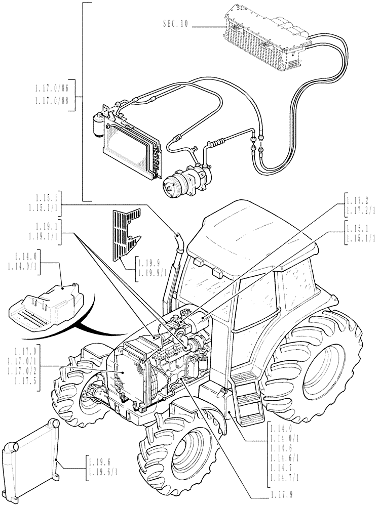 Схема запчастей Case IH MXM190 - (1.13.0) - SEC. 02 - ENGINE EQUIP. (02) - ENGINE EQUIPMENT