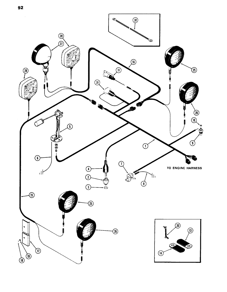 Схема запчастей Case IH 870 - (092) - ELECTRICAL EQUIPMENT AND WIRING, (336B) DIESEL ENGINE, TRANSMISSION HARNESS (04) - ELECTRICAL SYSTEMS