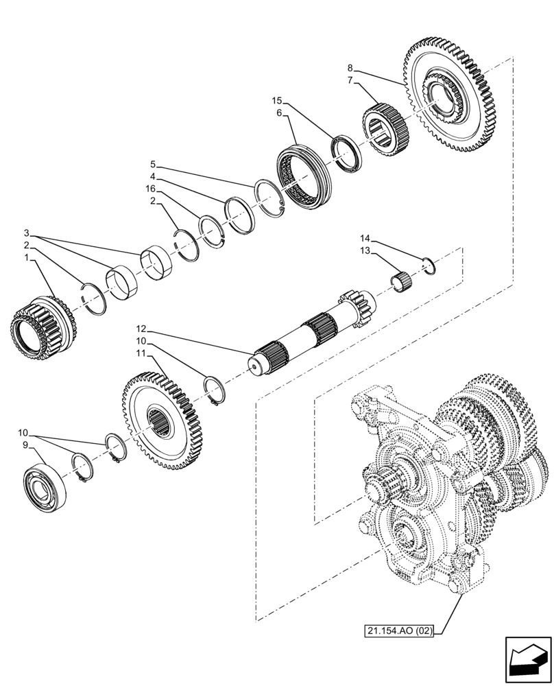 Схема запчастей Case IH FARMALL 120C - (21.140.AE[04]) - VAR - 744576 - TRANSMISSION, SHUTTLE, SHAFT & GEAR (12X12 CREEPER) (21) - TRANSMISSION