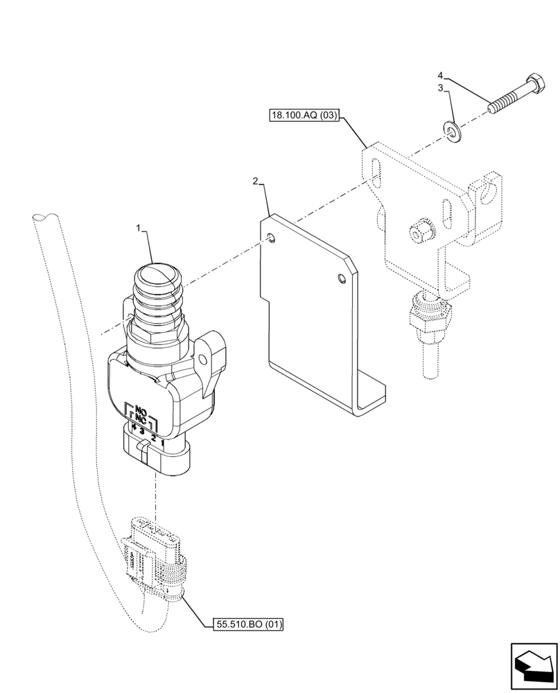 Схема запчастей Case IH FARMALL 120C - (55.618.AI) - VAR - 390067, 743546, 744576 - PTO, LIMIT SWITCH (8X8) (12X12) (12X12 CREEPER), CAB (55) - ELECTRICAL SYSTEMS