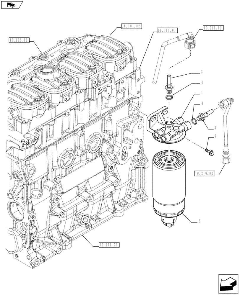 Схема запчастей Case IH FARMALL 75C - (10.206.01[02]) - FUEL FILTER (10) - ENGINE