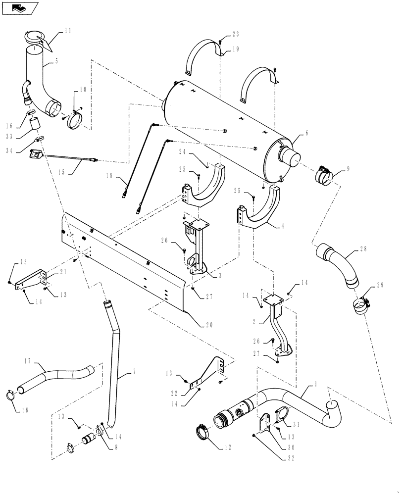 Схема запчастей Case IH 7130 - (10.254.14) - EXHAUST ASSEMBLY, 7130 T4 (10) - ENGINE