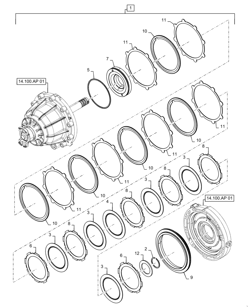 Схема запчастей Case IH 7240 - (14.100.AP[02]) - VAR - 425465, 425361, 425362, 425464 - VARIATOR, ROTOR (14) - MAIN GEARBOX & DRIVE