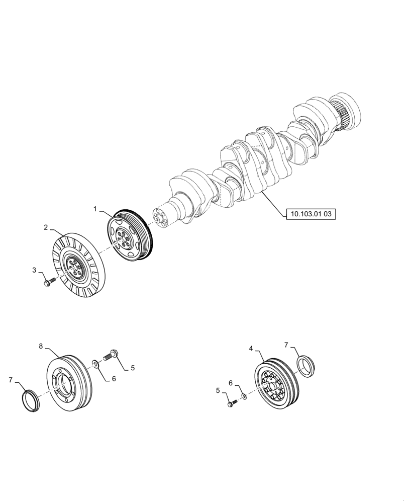 Схема запчастей Case IH P240 - (10.110.01) - PULLEY - CRANKSHAFT (4898394) (Jun 7 2011 1:37PM) (10) - ENGINE