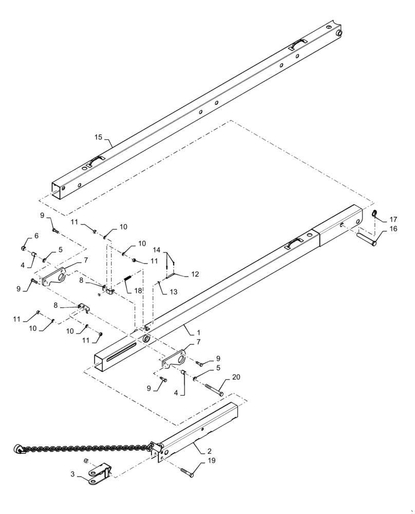 Схема запчастей Case IH 3162 - (58.130.10[02]) - TONGUE, HEADER TRANSPORT, 30FT - 35FT, ASN - YCH022078 (58) - ATTACHMENTS/HEADERS