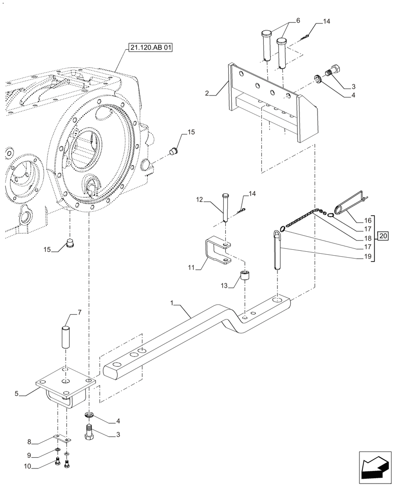 Схема запчастей Case IH FARMALL 110A - (37.100.AA[02]) - VAR - 392905, 337890 - SWINGING DRAWBAR, LESS CLEVIS (37) - HITCHES, DRAWBARS & IMPLEMENT COUPLINGS