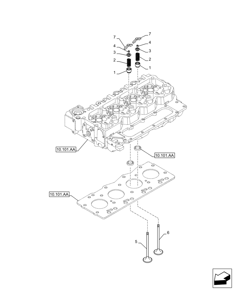 Схема запчастей Case IH F4DFE413R B003 - (10.101.AM) - CYLINDER HEAD, VALVE (10) - ENGINE